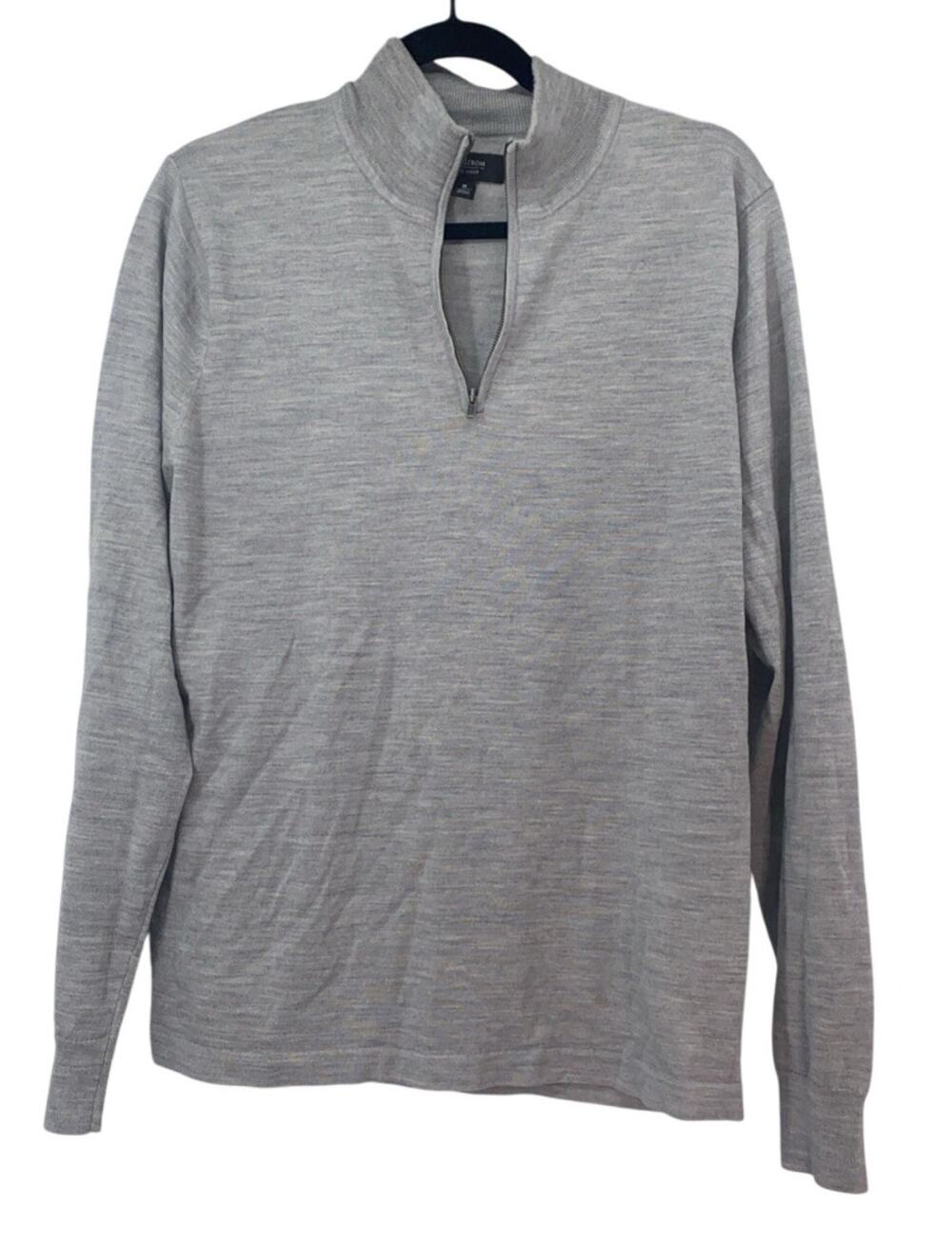 Nordstrom Men's Shop Gray Merino Wool / Coolmax Polyester Mens Size M Sweater